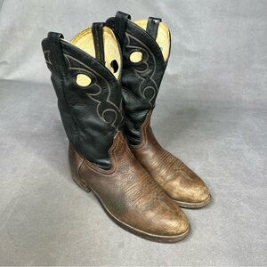 Men's Black and Brown Western Cowboy Boots